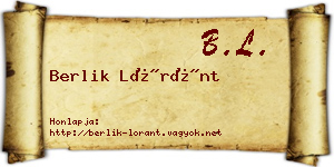 Berlik Lóránt névjegykártya